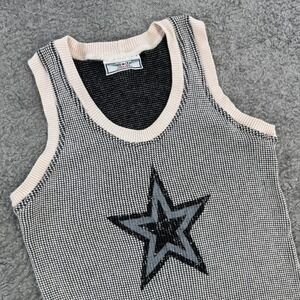 Hard Tail Forever Star Graphic Waffle Knit Tank Top Black White One Size USA